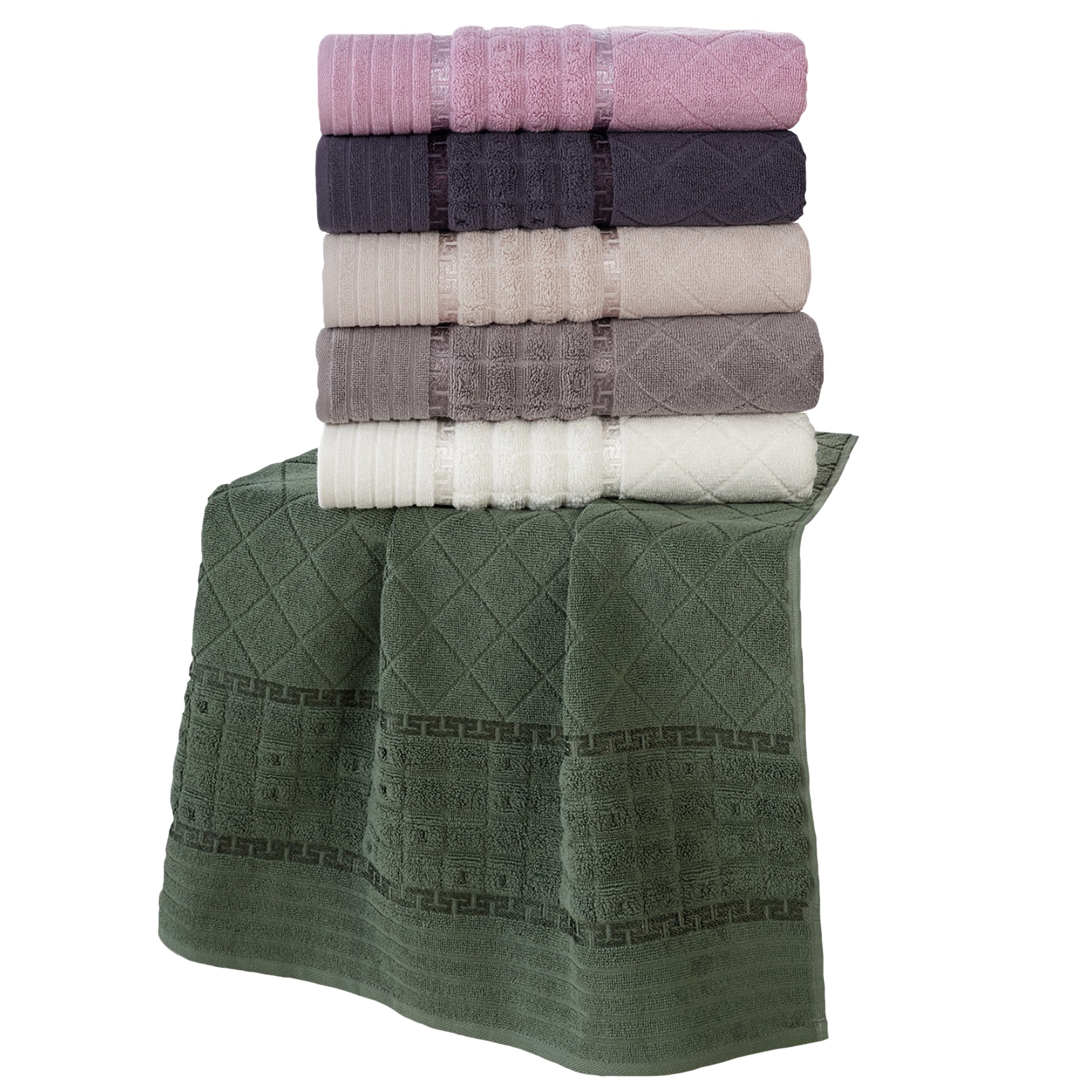 Set 6 prosoape LuiSa Home collection 70 x 140 , culoare crem/verde