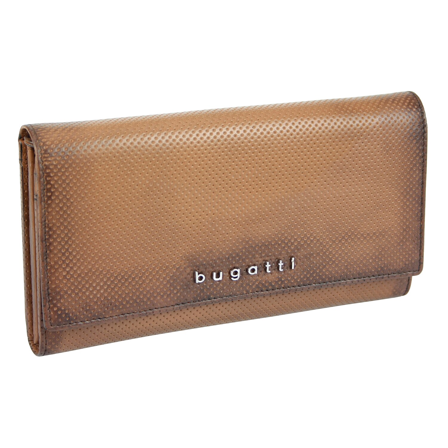 Portofel dama maro coniac, piele naturala cu perforatii, Bugatti model Perfo 602 Magazinul De Genti