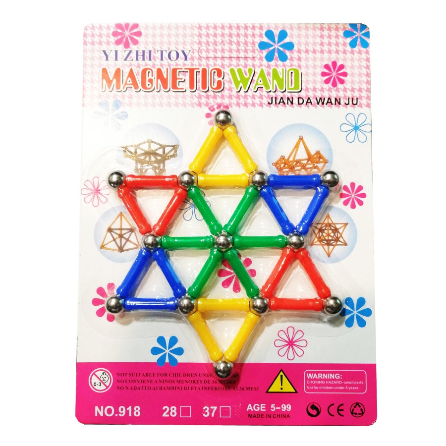 Set de constructie, magnetic, 37 de piese