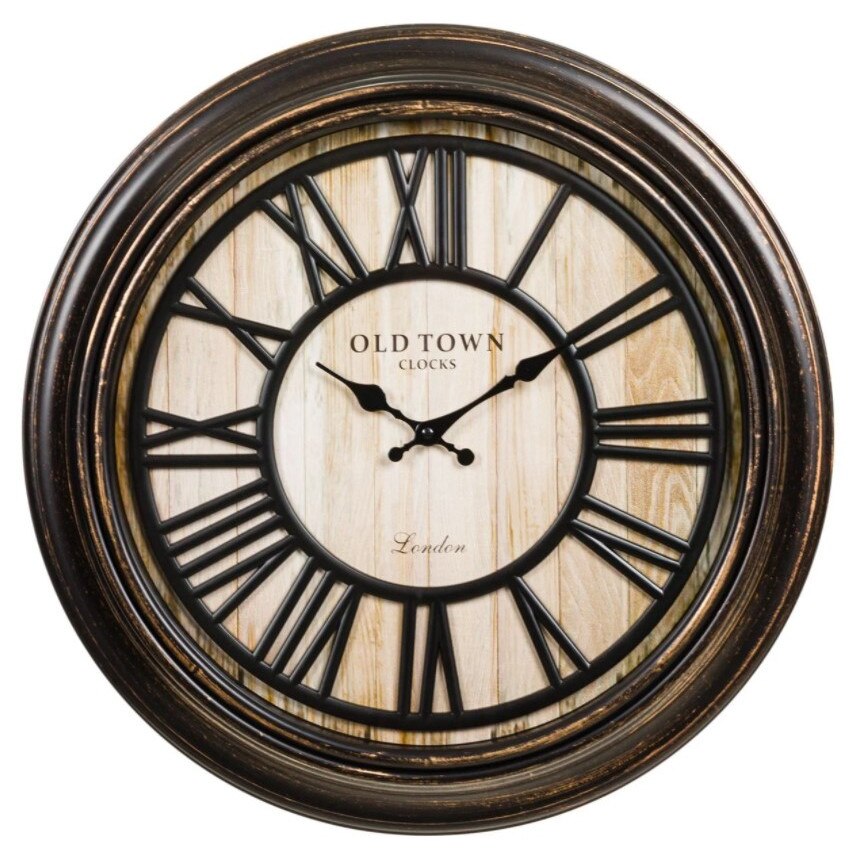 Ceas decorativ de perete, Zola, cu cadru din bronz, dimensiune 50 cm