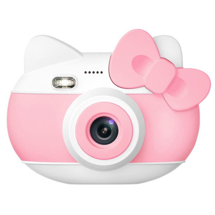 Aparat foto pentru copii Design Hello Kitty, Display 2 inch, Rezolutie 1080P, Wi-Fi, Foto/Video, Selfie, Blitz, Camera duala, Smartic®, roz