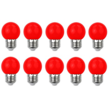 Set 10 becuri pentru decor, Avide, LED, 1W, G45, E27, 30 lumeni, Rosu Set 10 becuri pentru decor, Avide, LED, 1W, G45, E27, 30 lumeni, Rosu