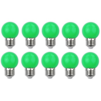 Set 10 becuri pentru decor, Avide, LED, 1W, G45, E27, 30 lumeni, Verde Set 10 becuri pentru decor, Avide, LED, 1W, G45, E27, 30 lumeni, Verde