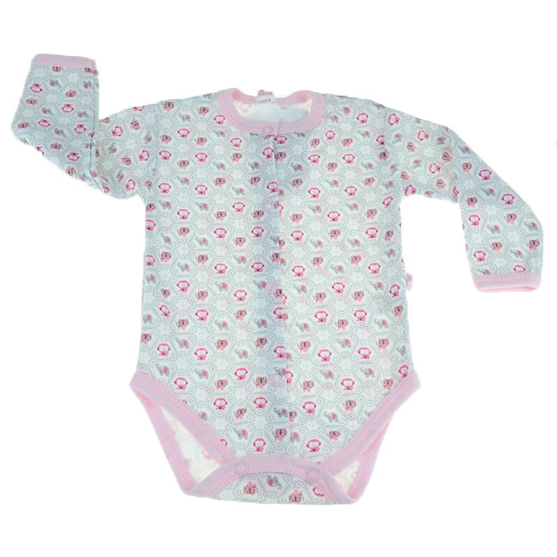 Body cu maneca lunga pentru fete Koala Dzungla 05-377, Roz