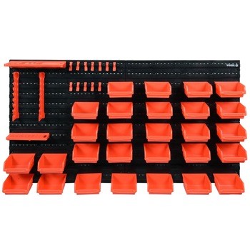 Panou cu cutii organizatoare pentru accesorii, Vorel 79771, dimensiune 475 x 272 x 15 mm, 48 piese Panou cu cutii organizatoare pentru accesorii, Vorel 79771, dimensiune 475 x 272 x 15 mm, 48 piese