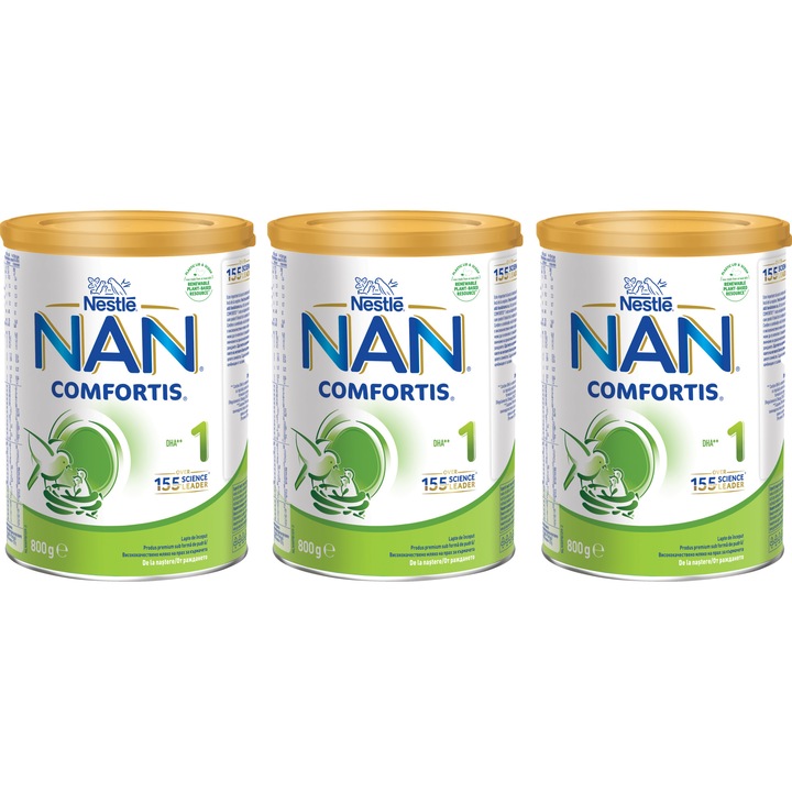 Pachet lapte praf Nestle NAN 1 Comfortis, 3x800 g, de la nastere
