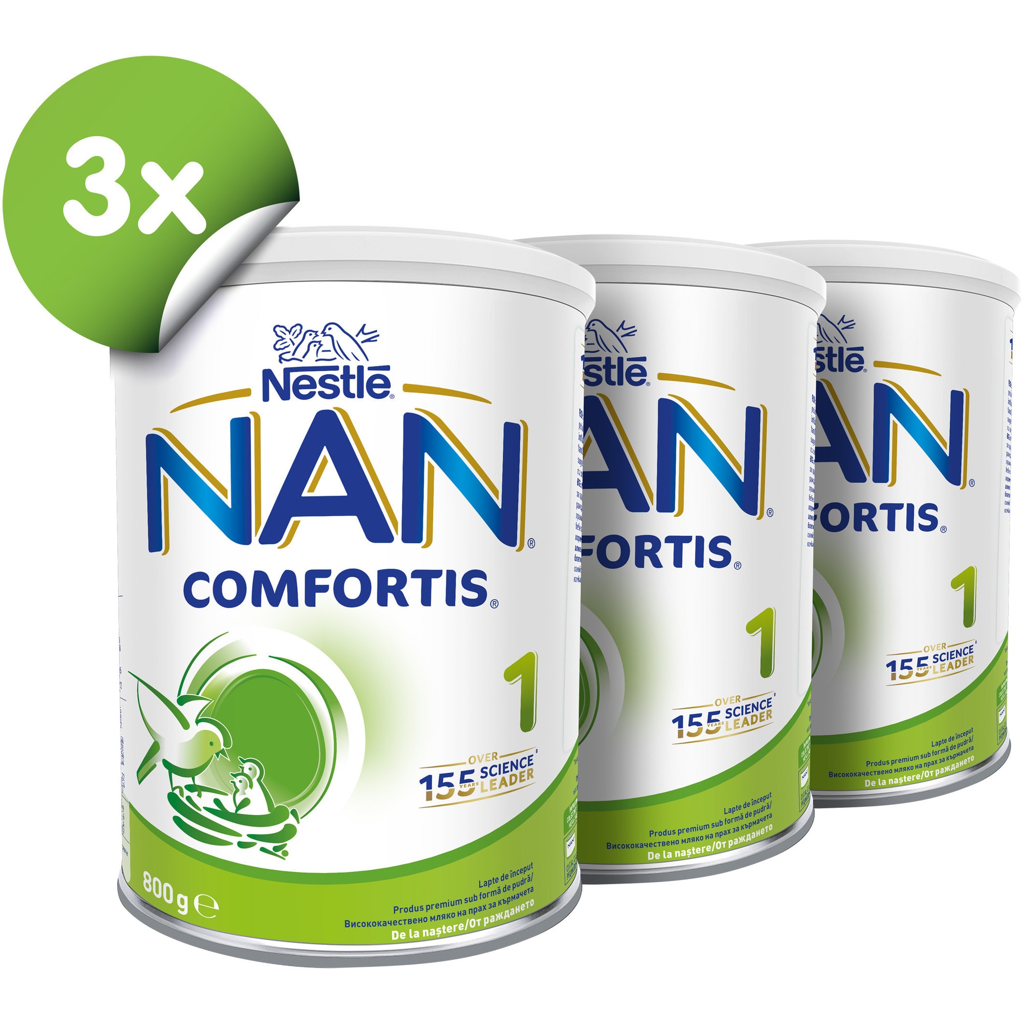 Pachet lapte praf Nestle NAN 1 Comfortis, 3x800g, de la nastere