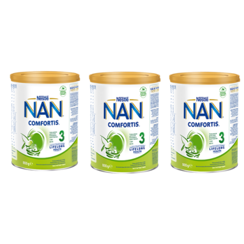 Pachet lapte praf Nestle NAN 3 Comfortis, 3x800g, 1-2 ani