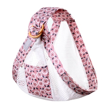 Marsupiu wrap, sling cu inele, pentru bebelusi, roz plasa - Krista® Marsupiu wrap, sling cu inele, pentru bebelusi, roz plasa - Krista®