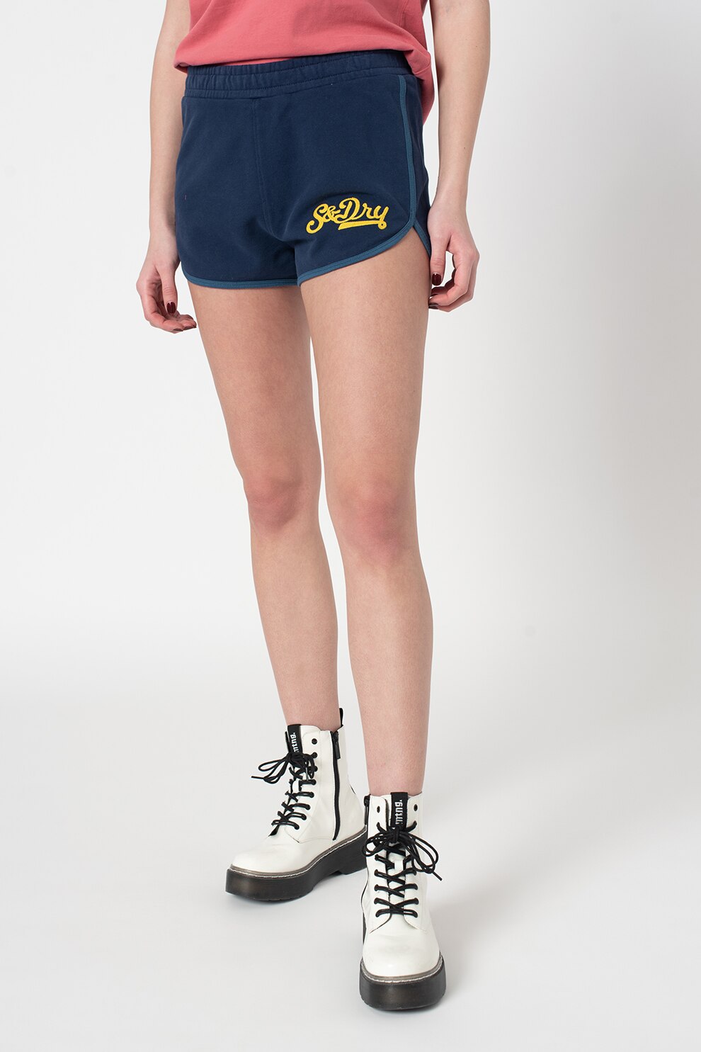 SUPERDRY, Pantaloni scurti cu talie elastica Collegiate Union, Bleumarin/Galben