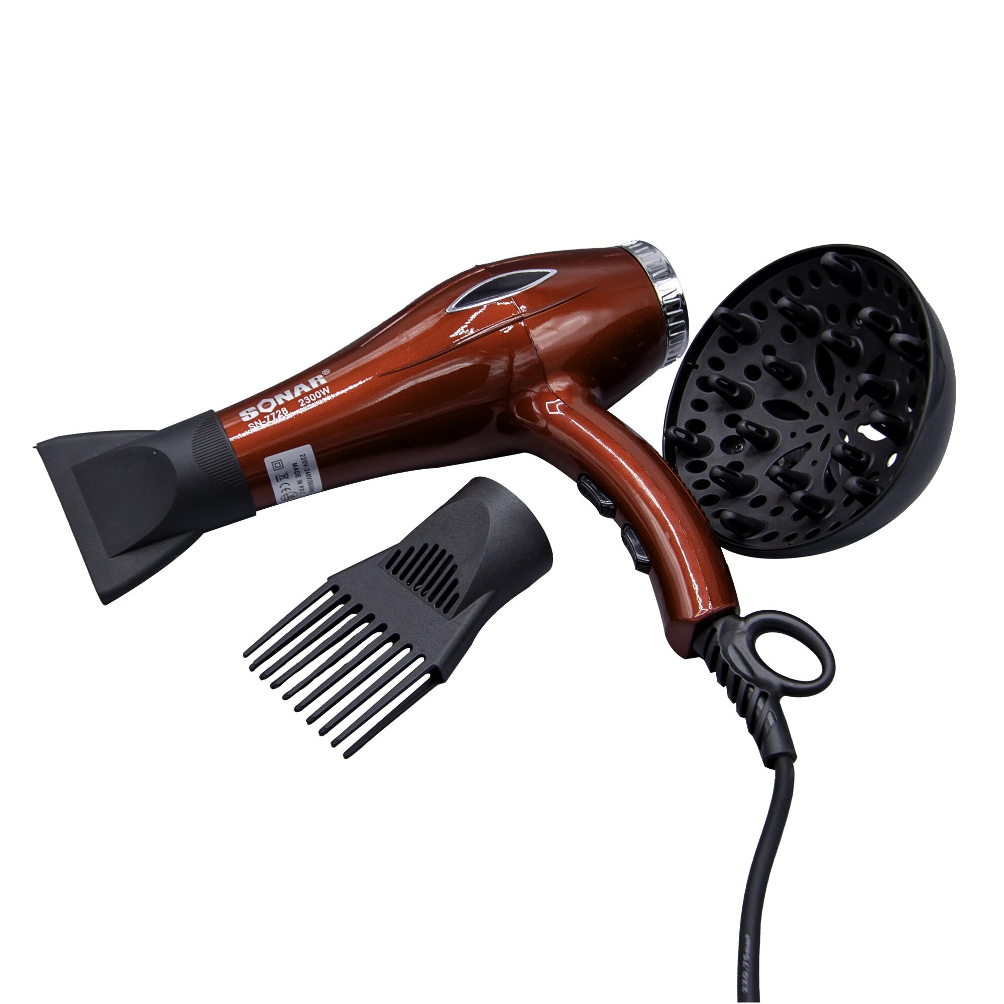 Uscator de par, 2300W , 2 trepte de viteza, 2 trepte de temperatura, 4 accesorii, rosu, PK1TY-TX2C-NF#1-250301(E037)