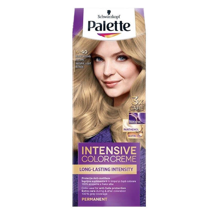 Боя за коса Palette Intensive Color Creme 9-40 Естествено светлорус, Перманентна, 110 мл