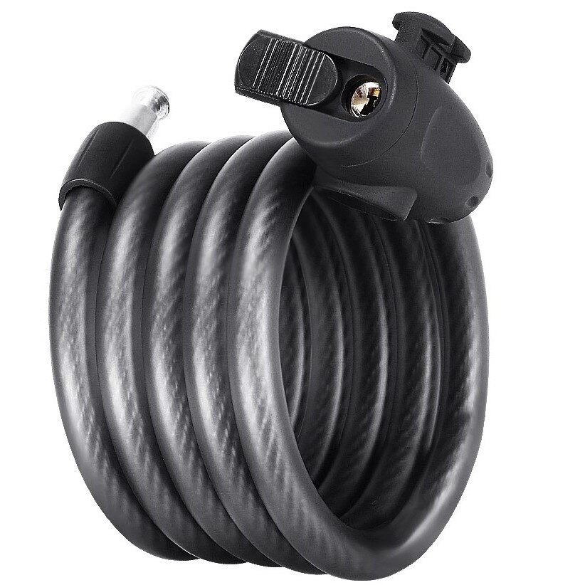 Antifurt bicicleta Forever, cablu spiralat, 1.5 m, negru