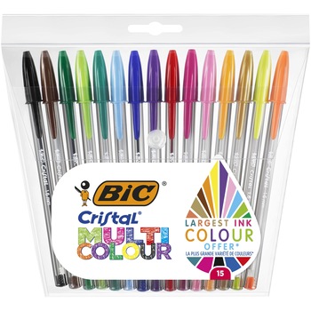 Set 15 pixuri BIC Cristal Multicolour, 1.6 mm, diverse culori, portofel de plastic Set 15 pixuri BIC Cristal Multicolour, 1.6 mm, diverse culori, portofel de plastic