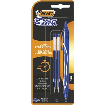 Pix cu gel BIC Gel-ocity Quick Dry, uscare rapida, 0.7 mm, albastru, blister 1 bucata + 2 rezerve Pix cu gel BIC Gel-ocity Quick Dry, uscare rapida, 0.7 mm, albastru, blister 1 bucata + 2 rezerve