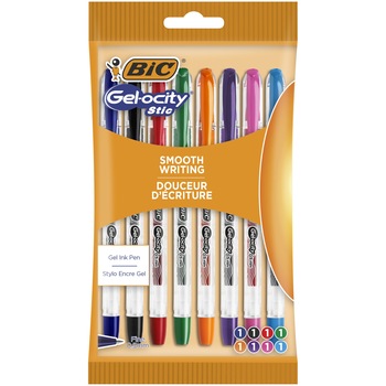 Pix cu gel BIC Gel-ocity Stic, 0.5 mm, diverse culori, punga 8 bucati Pix cu gel BIC Gel-ocity Stic, 0.5 mm, diverse culori, punga 8 bucati