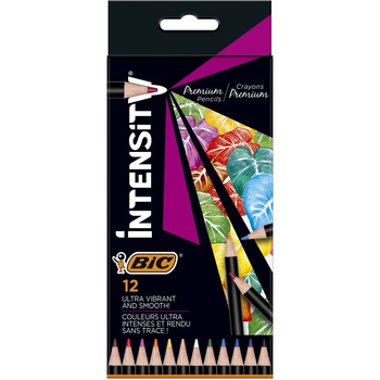 Creioane colorate din lemn BIC Intensity Premium, mina ultra-rezistenta, pachet 12 bucati Creioane colorate din lemn BIC Intensity Premium, mina ultra-rezistenta, pachet 12 bucati