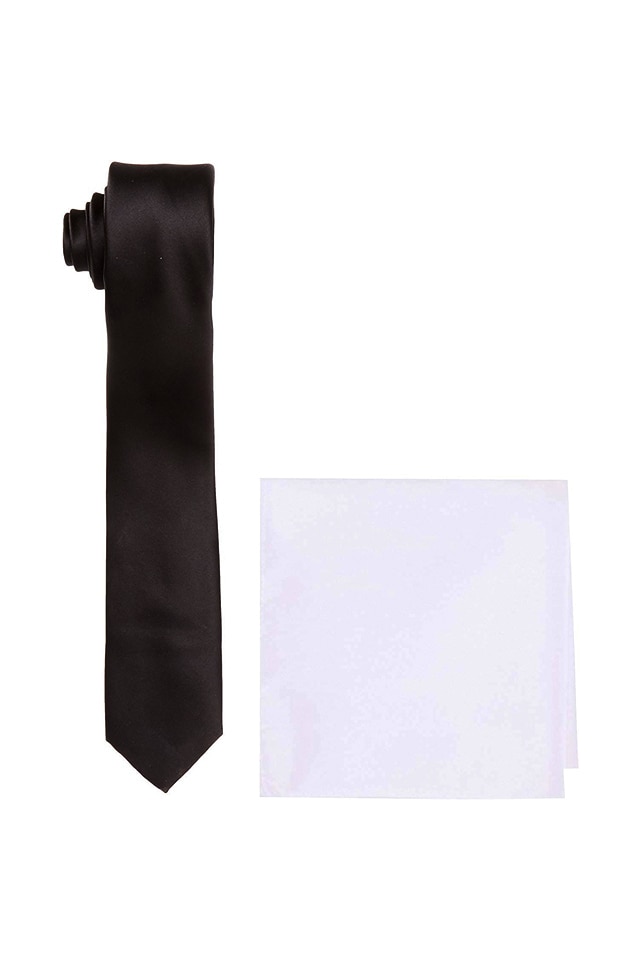 Set cravata si batista barbati Manhattan , negru/alb, 144 cm lungime cravata