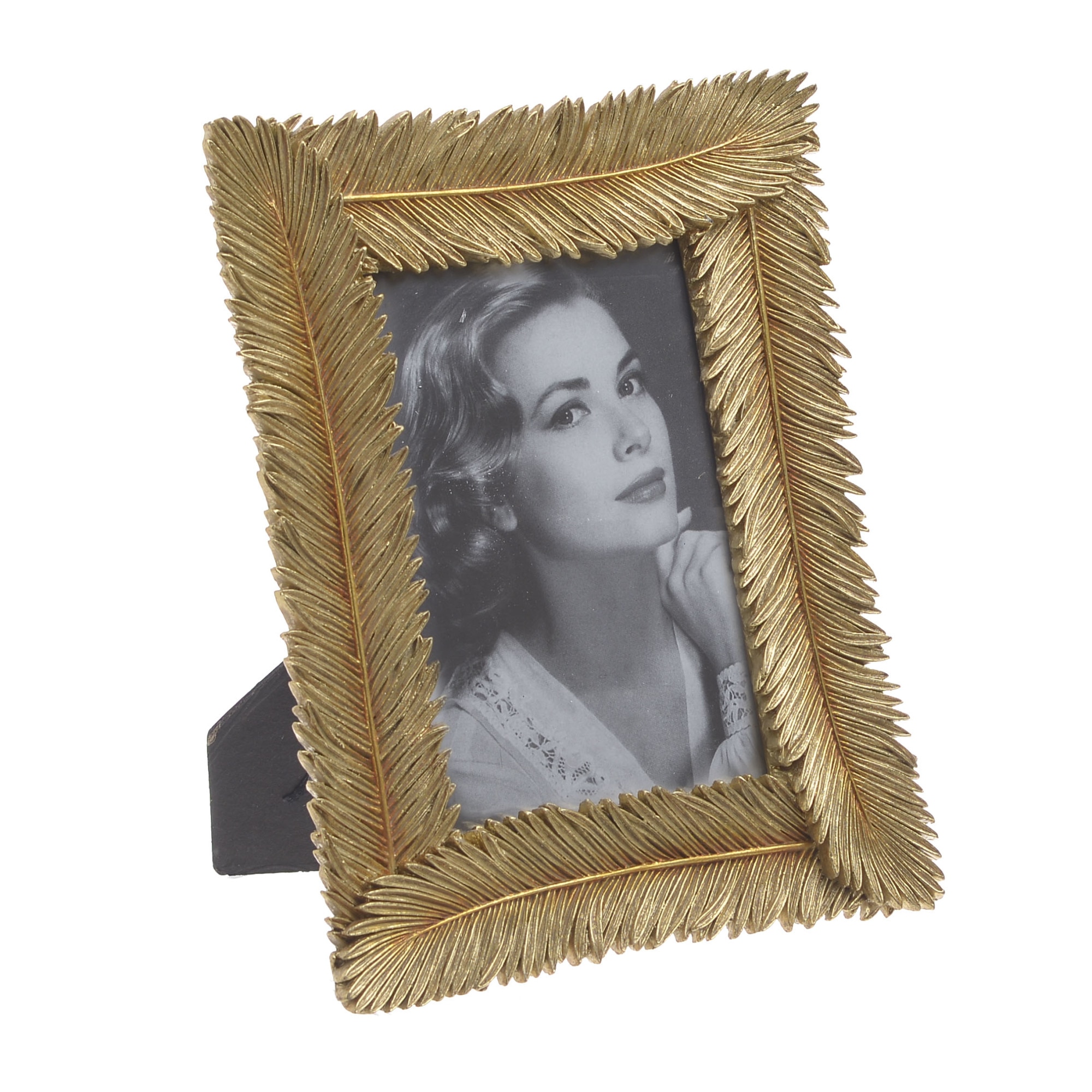 Rama foto rasina, in forma de pana, auriu ,10x15cm