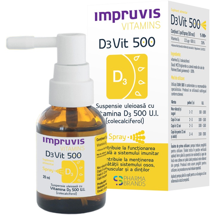 Impruvis Vitamins D3Vit 500 Spray, 20 ml