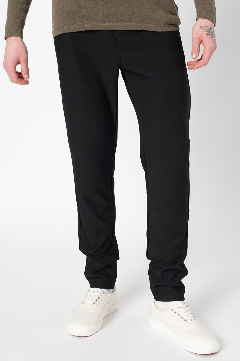 !Solid, Pantaloni sport cu snur, Negru, S