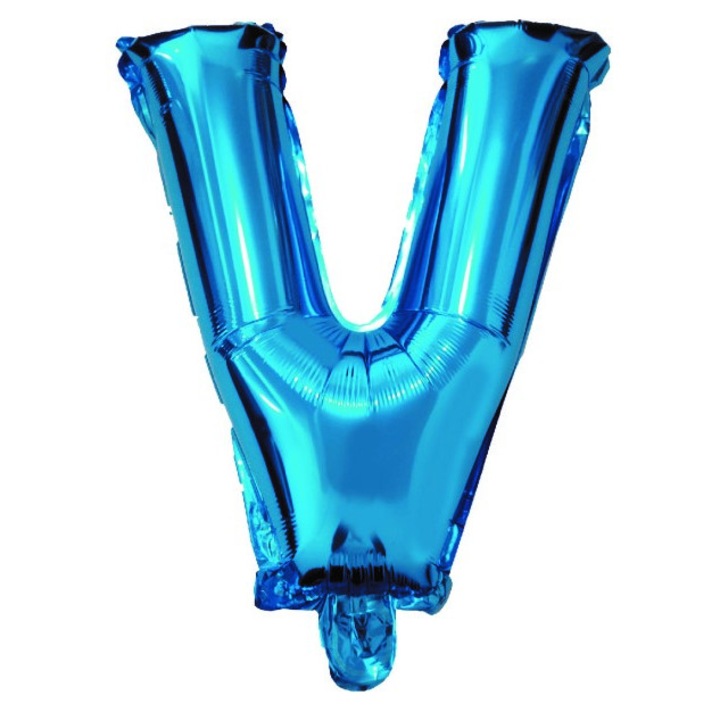 V betű lufi, kék, 40 cm