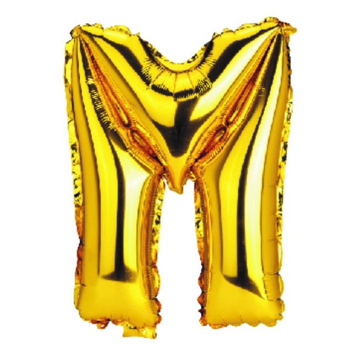 M betű lufi, arany, 40 cm