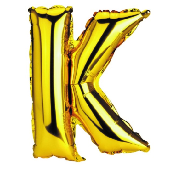K betű lufi, arany, 40 cm