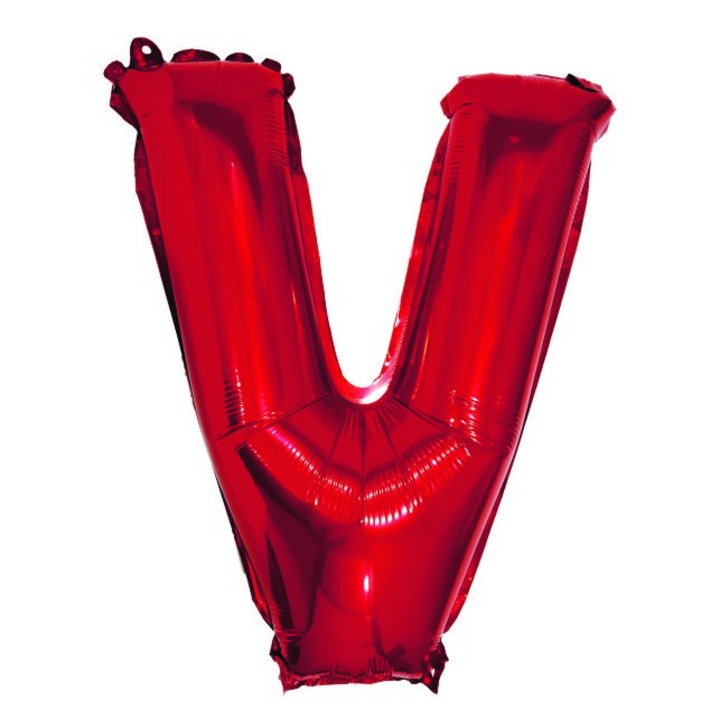 V betű lufi, piros, 40 cm