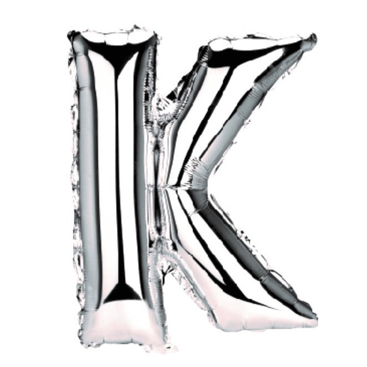 K betű lufi, ezüst, 40 cm