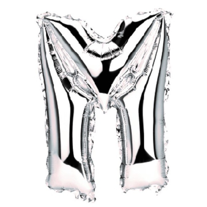 M betű lufi, ezüst, 40 cm