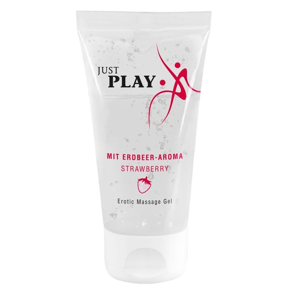 Gel Lubrifiant, Just Play, pentru masaj erotic, aroma Capsuni, 50ml