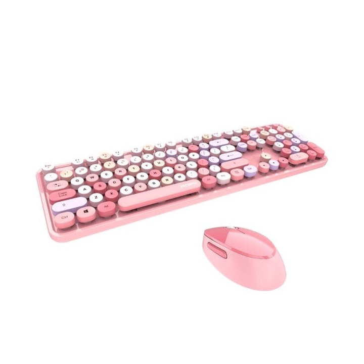 Комплект клавиатура и мишка Mofii, Wireless, 2.4G, USB, Розов