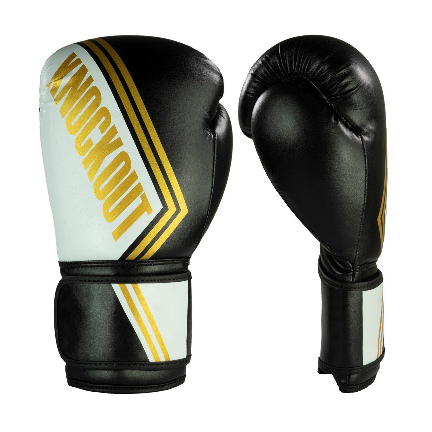 Manusi box Knockout Fighter Negru/Alb/Gold - 16OZ