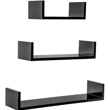 Set 3 rafturi de perete Felis, MDF, Negru Set 3 rafturi de perete Felis, MDF, Negru