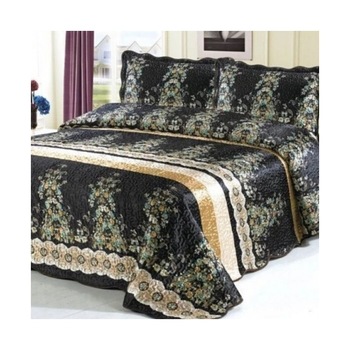 Cuvertura de Pat din Matase + 2 Fete de Perna, Pat 2 Persoane , culoare negru Cuvertura de Pat din Matase + 2 Fete de Perna, Pat 2 Persoane , culoare negru