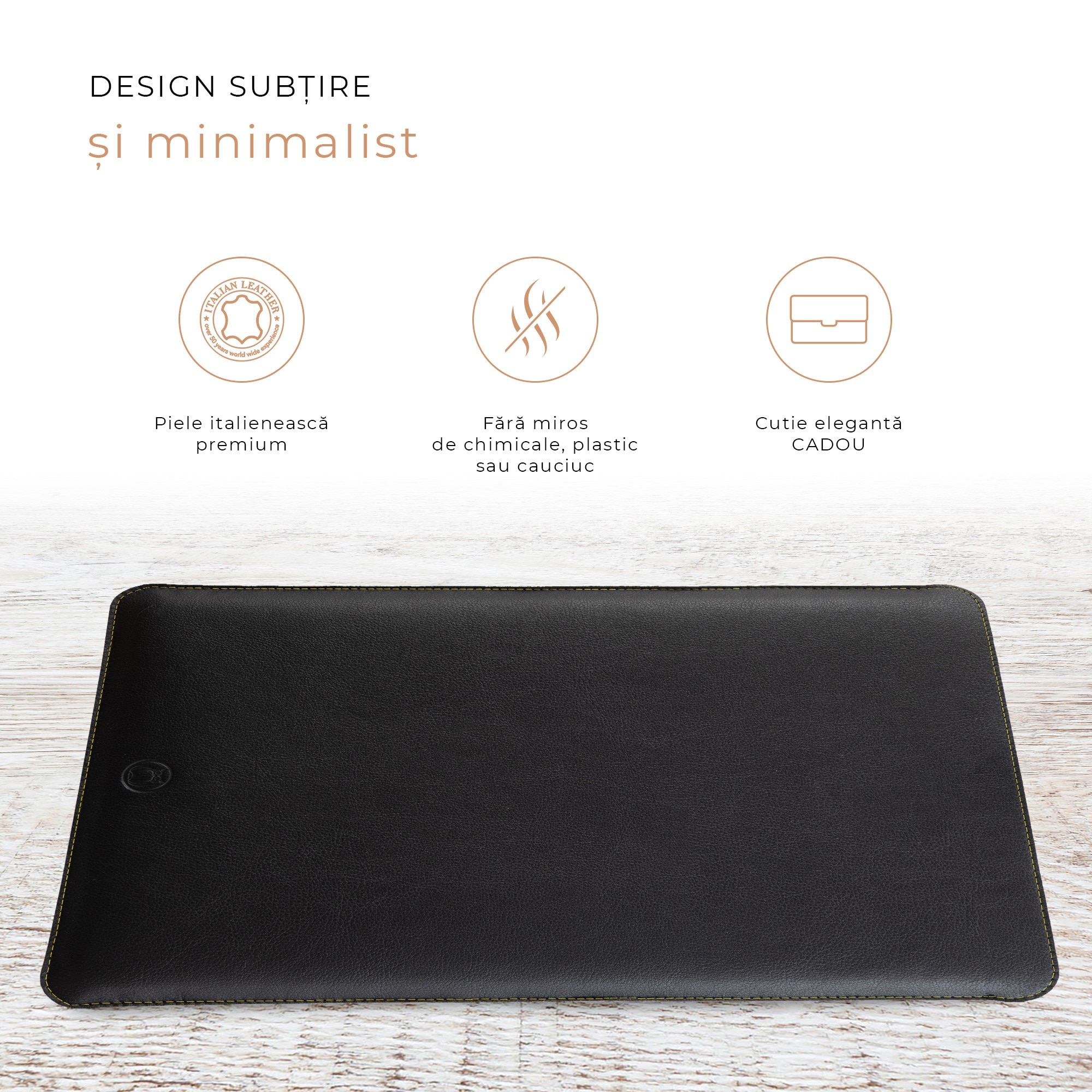Husa laptop pentru MacBook PRO 15 inch, UNIKA, piele PU cu lana din fibre naturale, negru/rosu