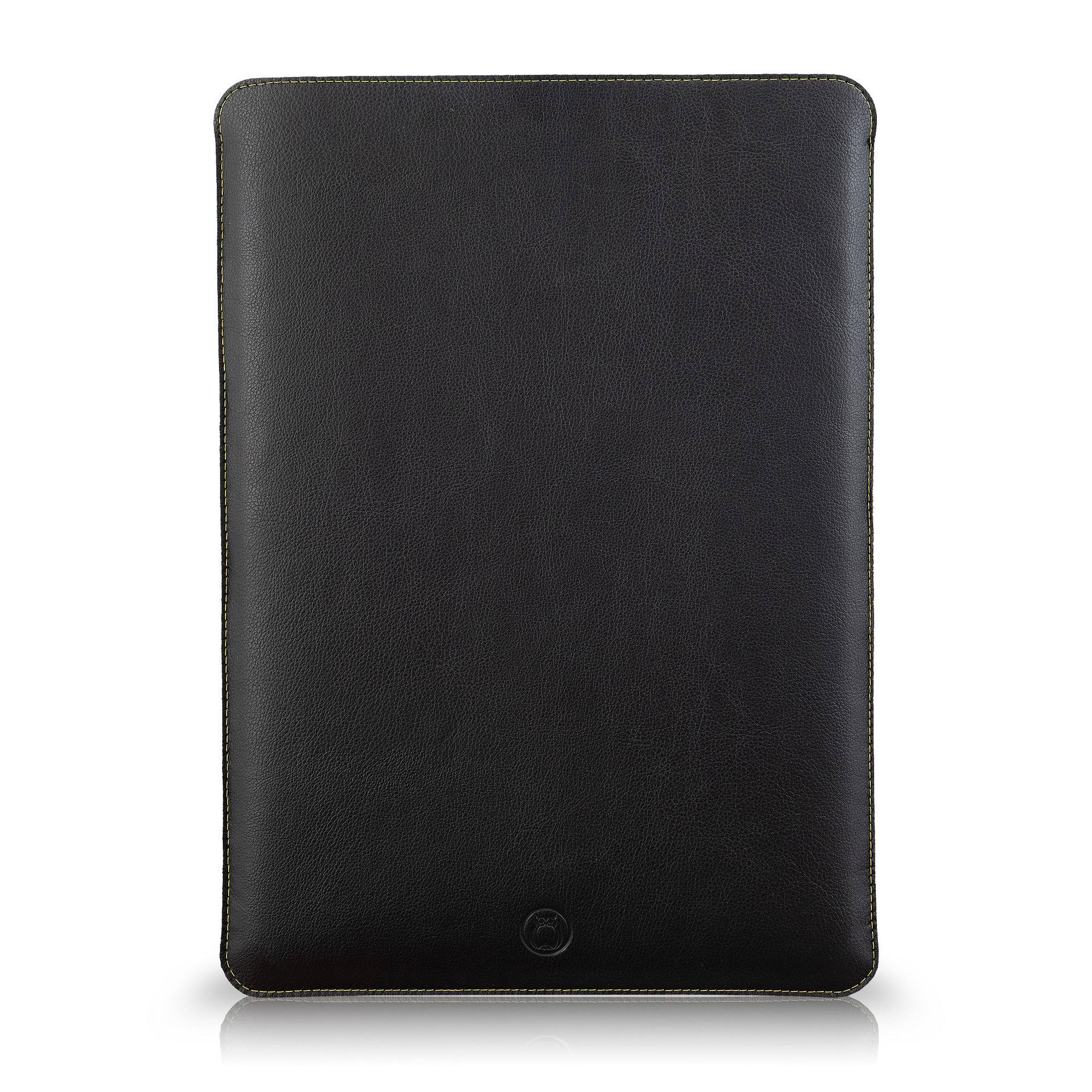 Husa laptop pentru MacBook PRO 13 inch, UNIKA, piele PU cu lana din fibre naturale, negru/galben