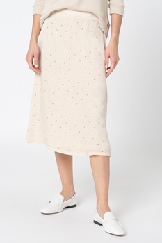 ICHI, Fusta midi cu buline, Crem/Negru ICHI, Fusta midi cu buline, Crem/Negru
