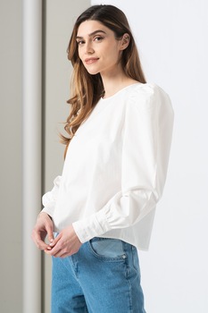 ICHI, Bluza din bumbac cu maneci bufante Halyn, Alb optic, M ICHI, Bluza din bumbac cu maneci bufante Halyn, Alb optic, M