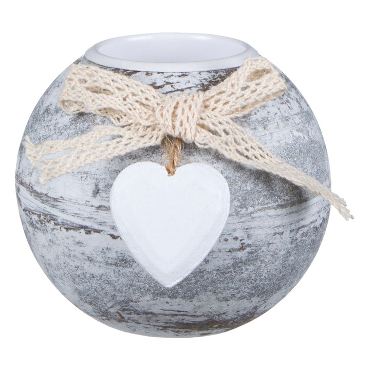 Bol decorativ din lemn pentru lumanari, 8 cm