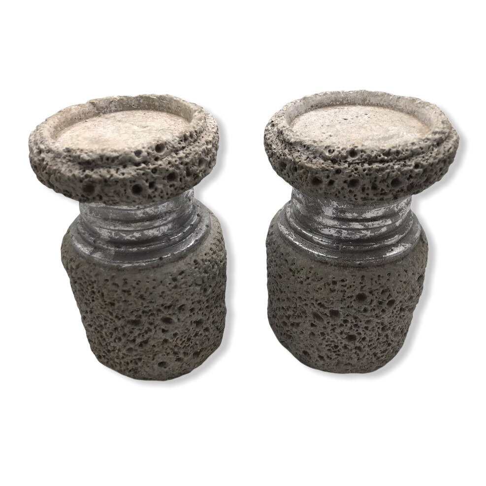 Suport lumanare din ciment , 2 bucati , 15x9 cm