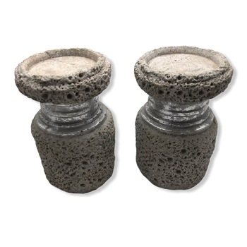 Suport lumanare din ciment , 2 bucati , 15x9 cm Suport lumanare din ciment , 2 bucati , 15x9 cm