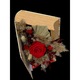 Aranjament floral cu trandafir criogenat rosu, pampas si flori stabilizate, in carte verticala, 22 cm