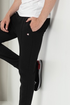 Champion, Pantaloni sport cu mansete striate, Negru, 2XL Champion, Pantaloni sport cu mansete striate, Negru, 2XL