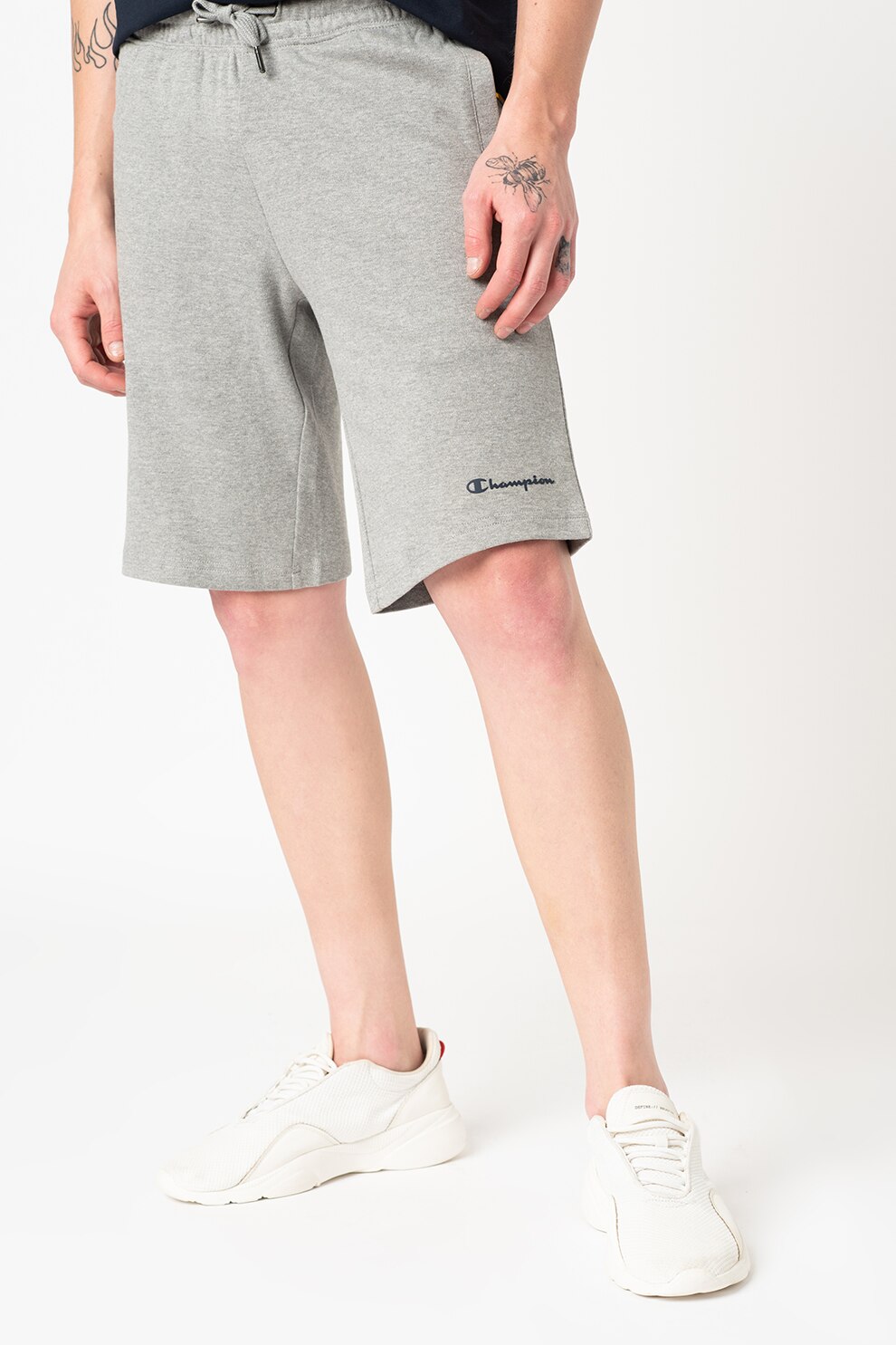 Champion, Bermude sport cu snur in talie Basic, Gri melange, 2XL