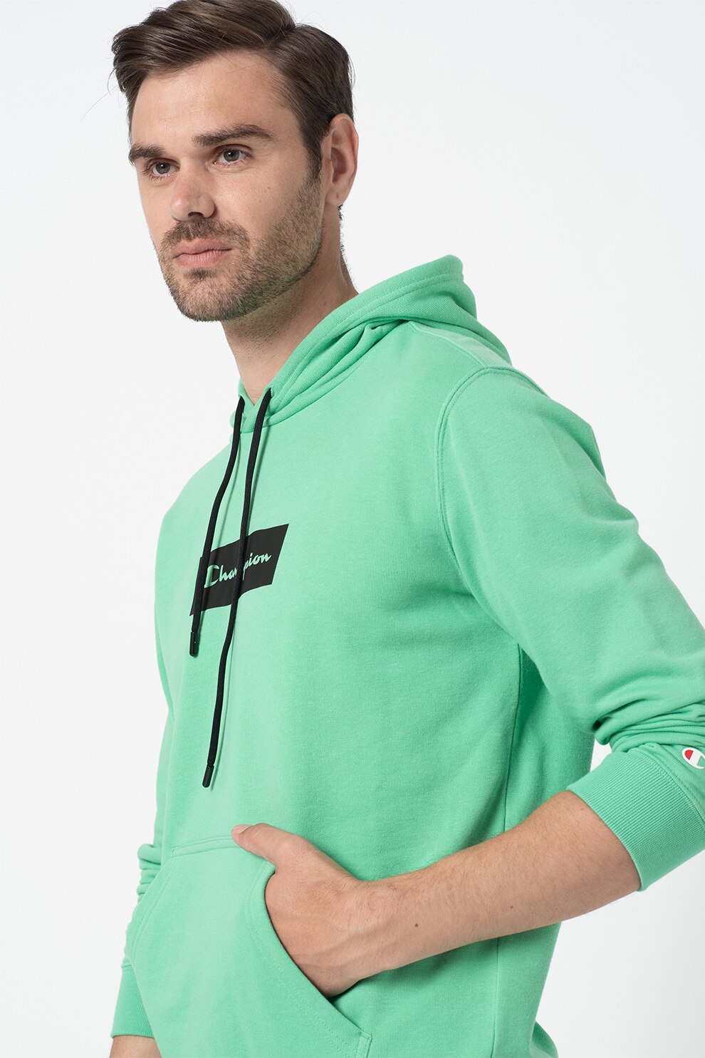 Champion, Hanorac cu imprimeu logo, Verde lime