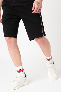 Champion, Bermude sport cu imprimeu logo European Classics, Negru, 2XL Champion, Bermude sport cu imprimeu logo European Classics, Negru, 2XL