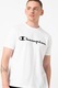 Champion, Tricou cu decolteu la baza gatului si imprimeu logo supradimensionat, Alb, 3XL