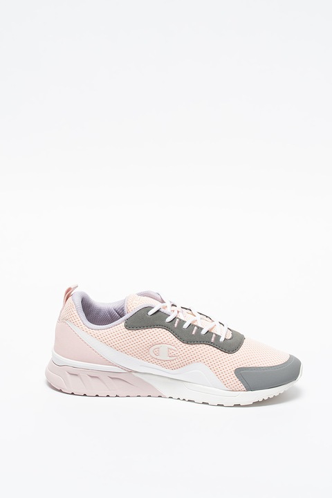 Champion, Pantofi sport din plasa cu garnituri din piele ecologica Lena, Roz pastel/Gri, 38